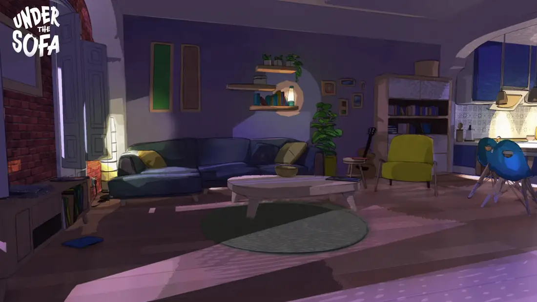Living room, sofa side · night