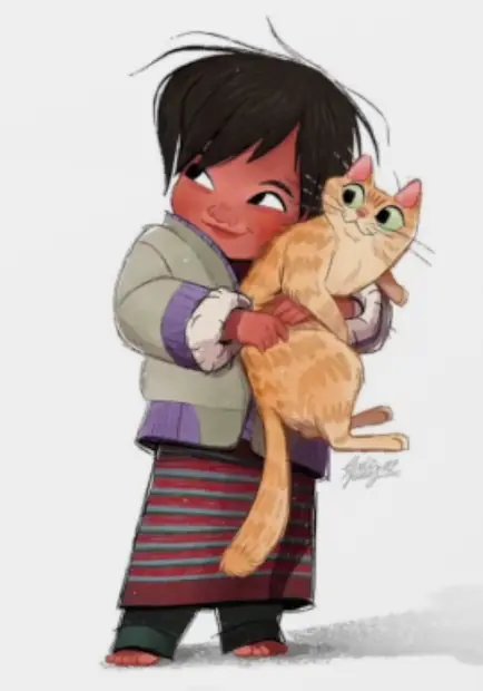 Girl with cat · original 2D art
