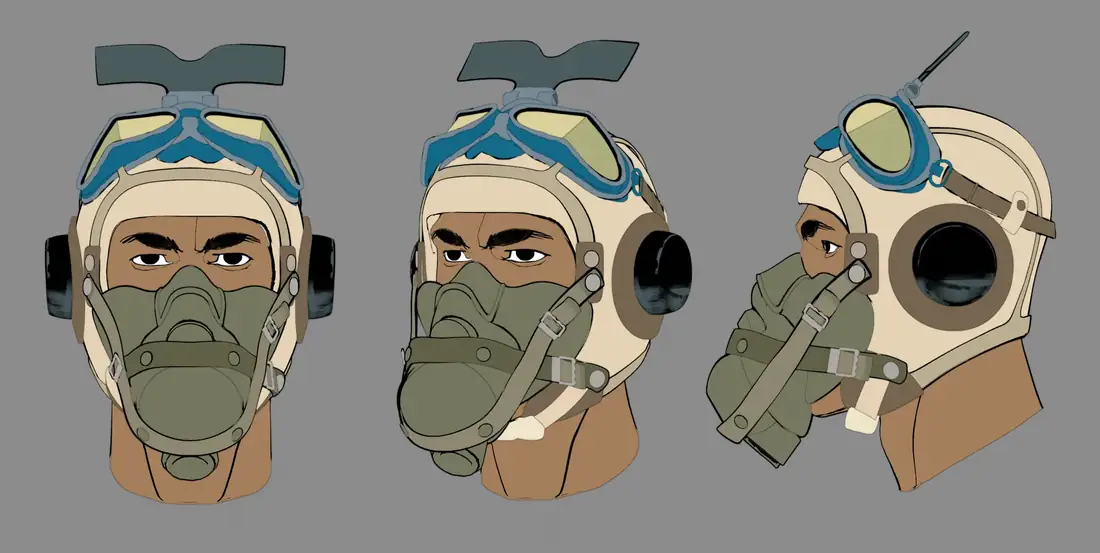 Pilot · helmet and oxygen mask corrections