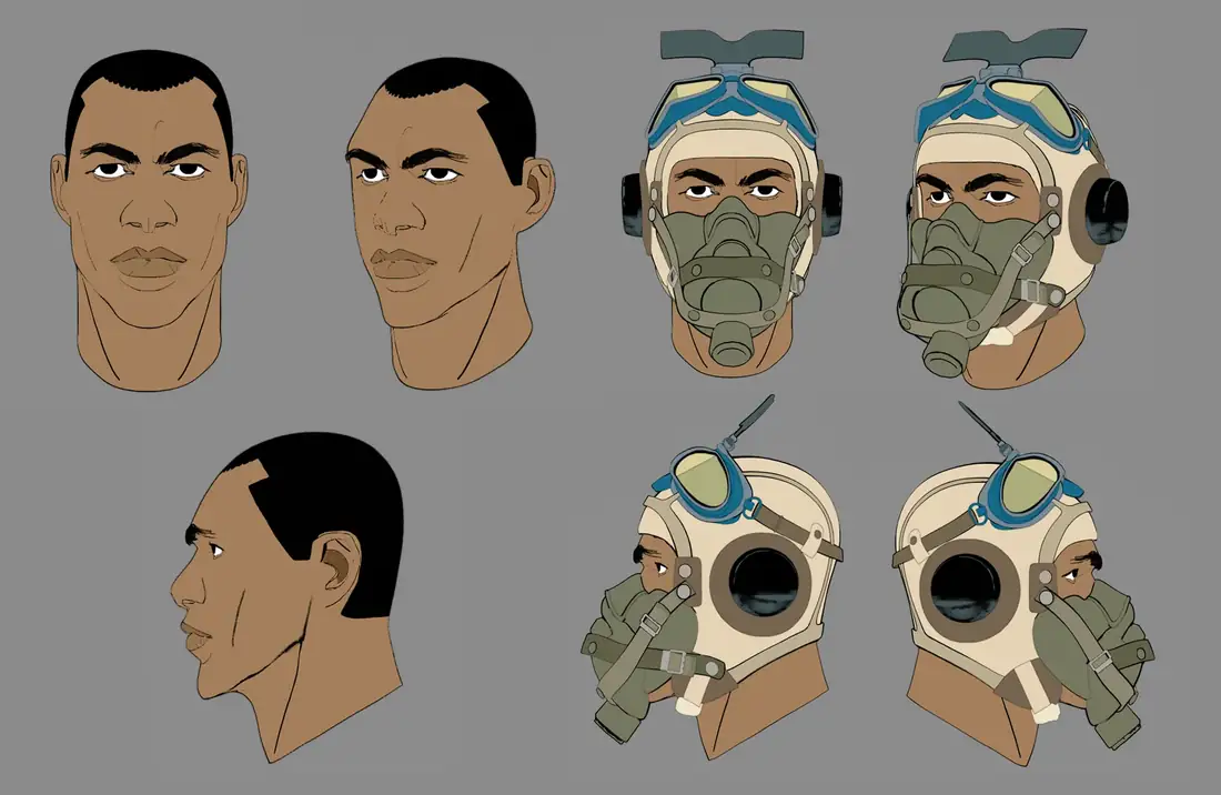 Pilot · head, helmet and mask corrections